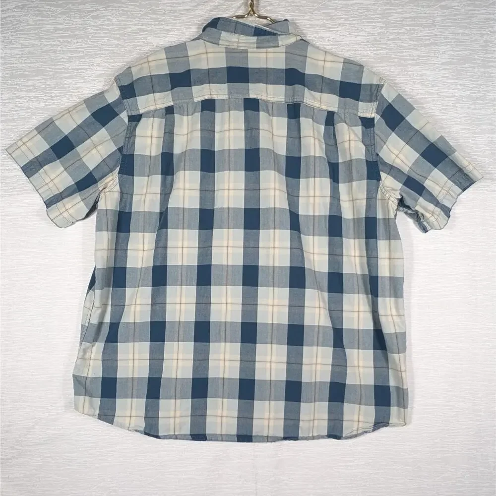 Carhartt Button Down Shirt Mens 2xl Blue Plaid Short Sleeve Shirt